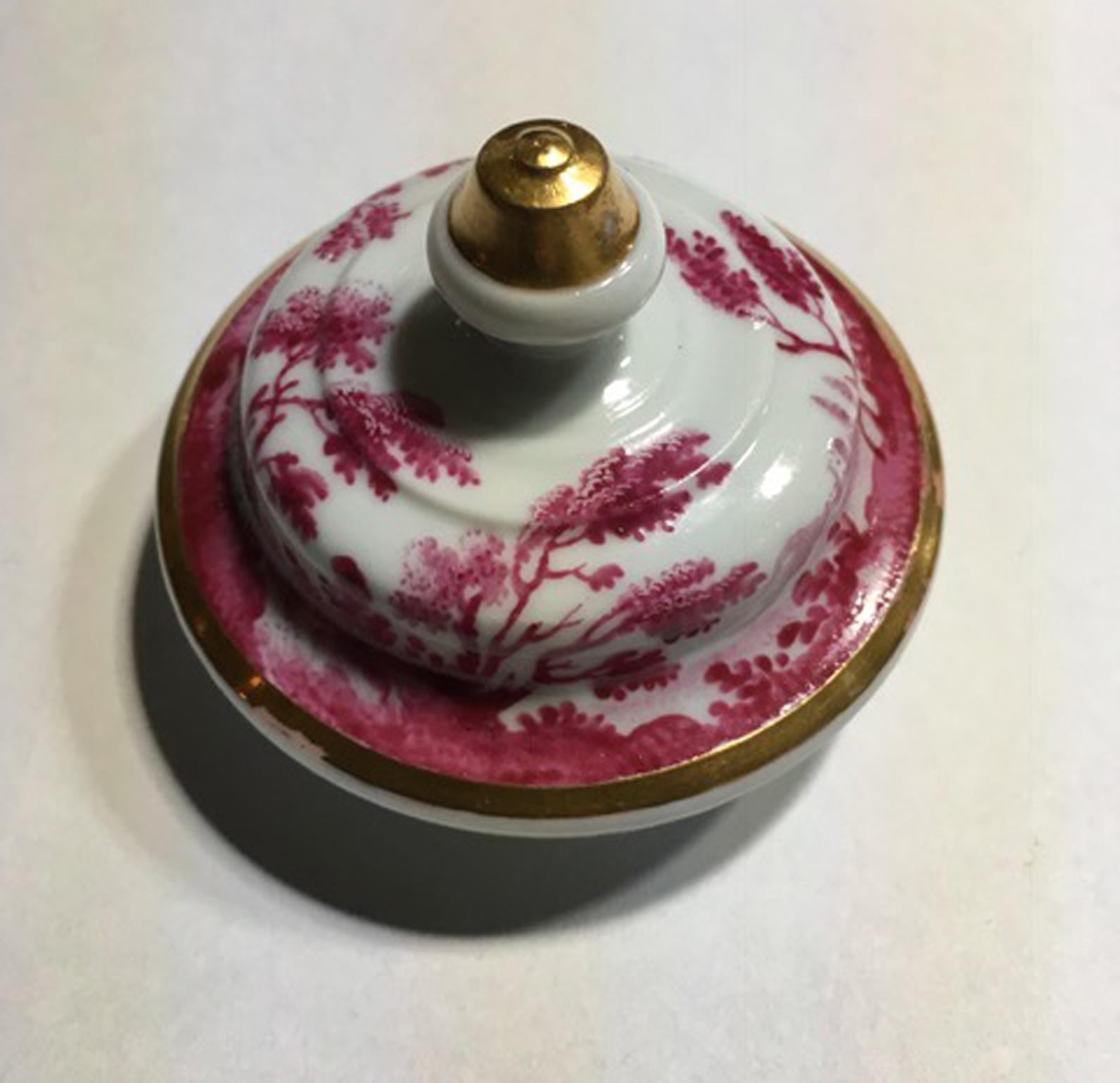 Italy Richard Ginori Mid-19th Century Porcelain Tea Pot Pink Landscape For Sale 4