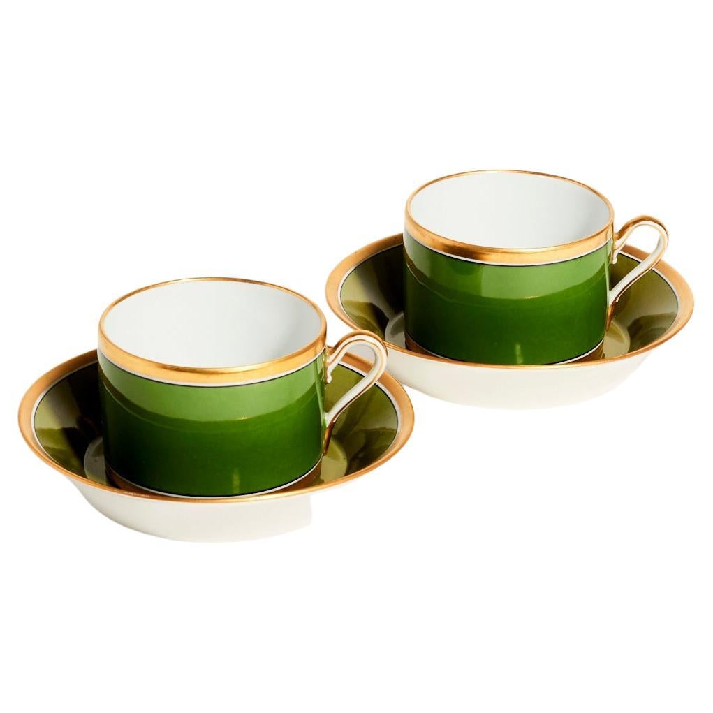 Richard Ginori Olive Green Coffee Cups Set of Two