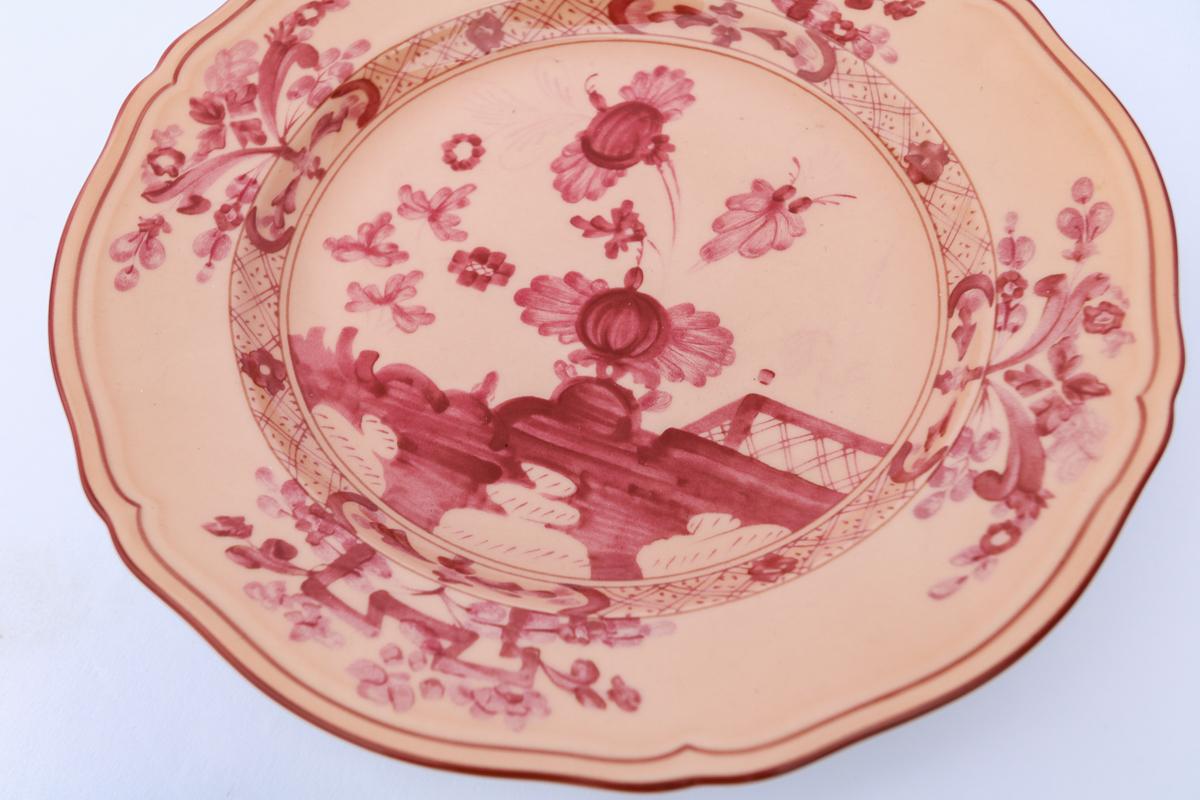 Porcelain Richard Ginori Oriente Italiano Vermiglio Peach Dessert Plate