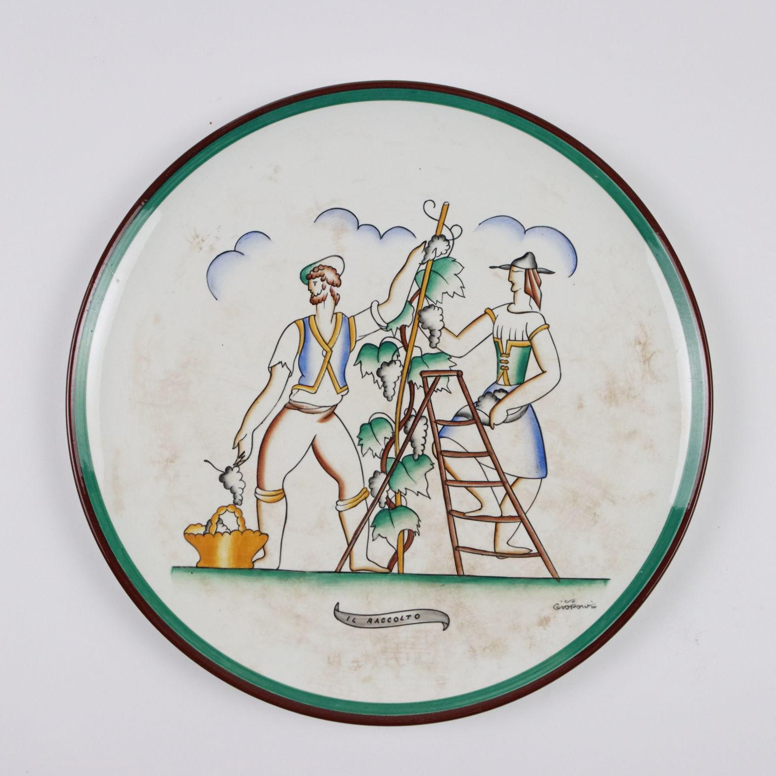 Italian Richard Ginori Plates by Gio Ponti Ceramic Italy 1920s-1930s