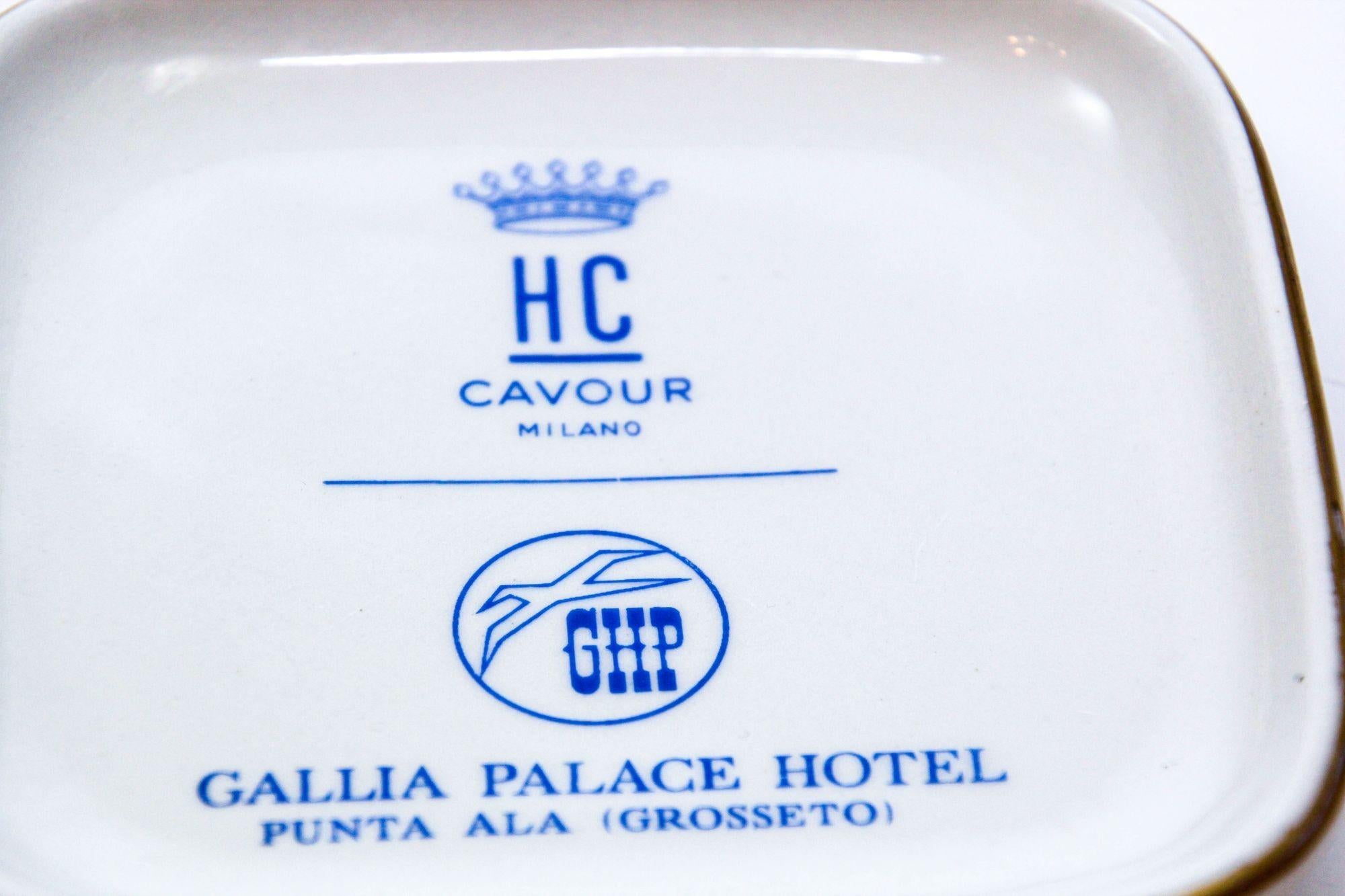 20th Century Richard Ginori Porcelain Ashtray Gallia Palace Hotel Italy Collectible Dish