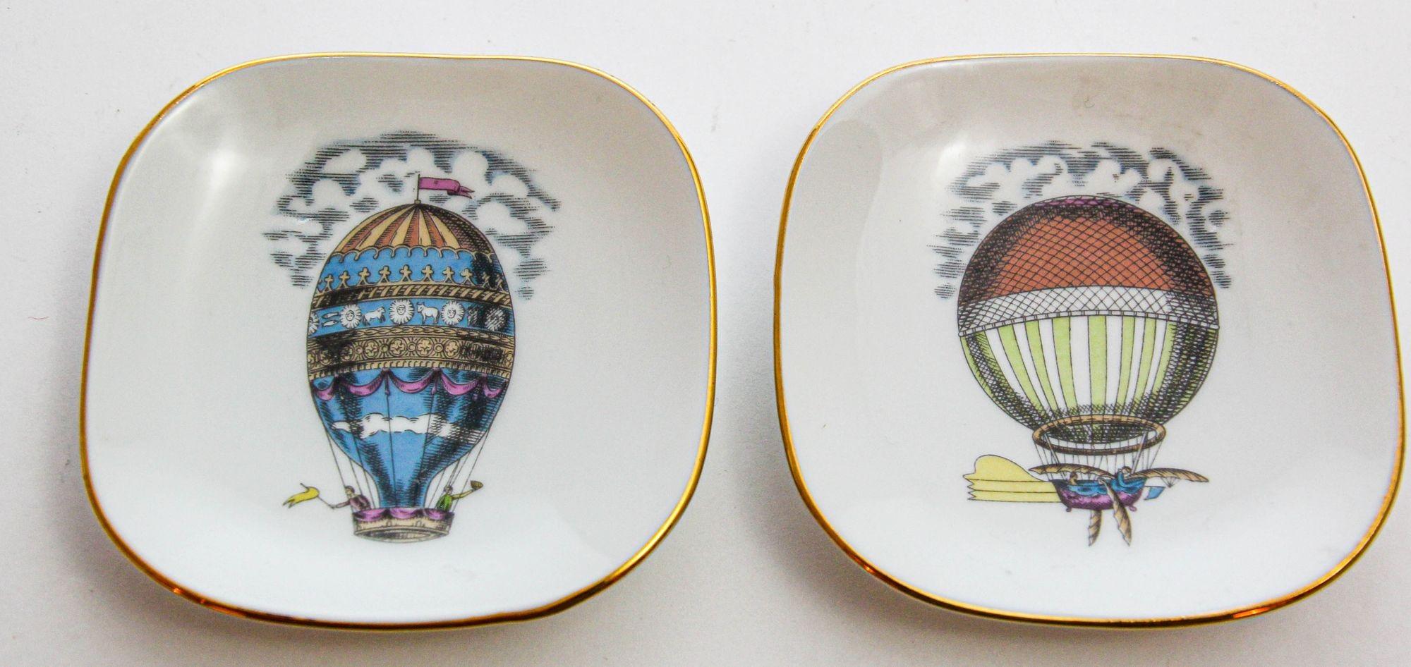 Richard Ginori Vajilla de porcelana de colección ALITALIA Airlines Globo aerostático siglo XX en venta