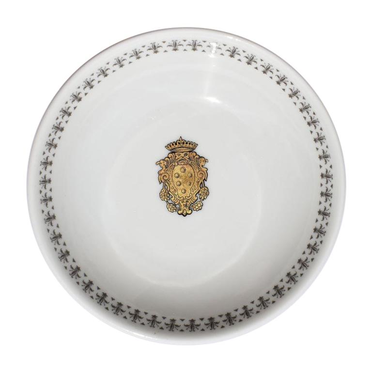 Richard Ginori Small Round Decorative Gold and White Dish, Italy