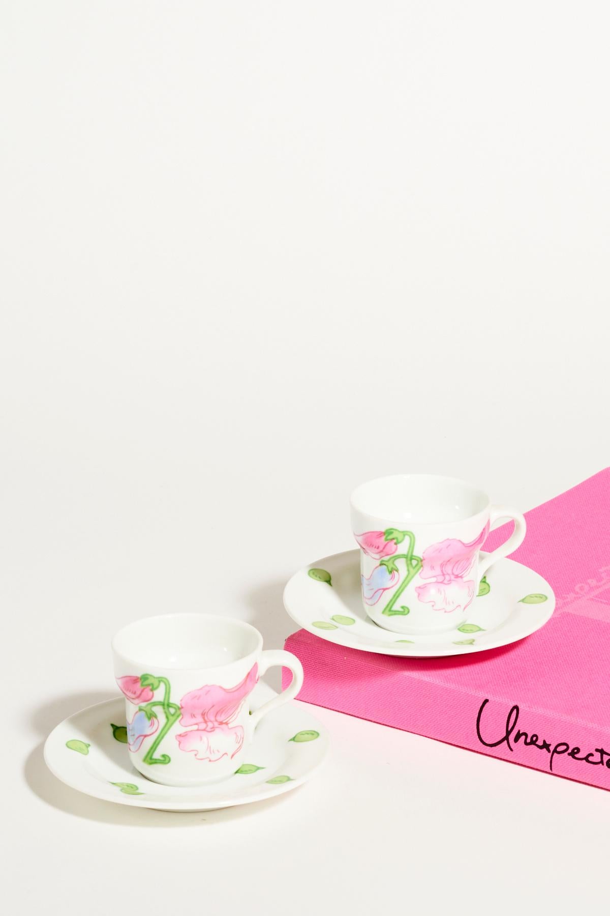 Richard Ginori Sweet Pea Demitasse Set of Six In Excellent Condition In New York, NY