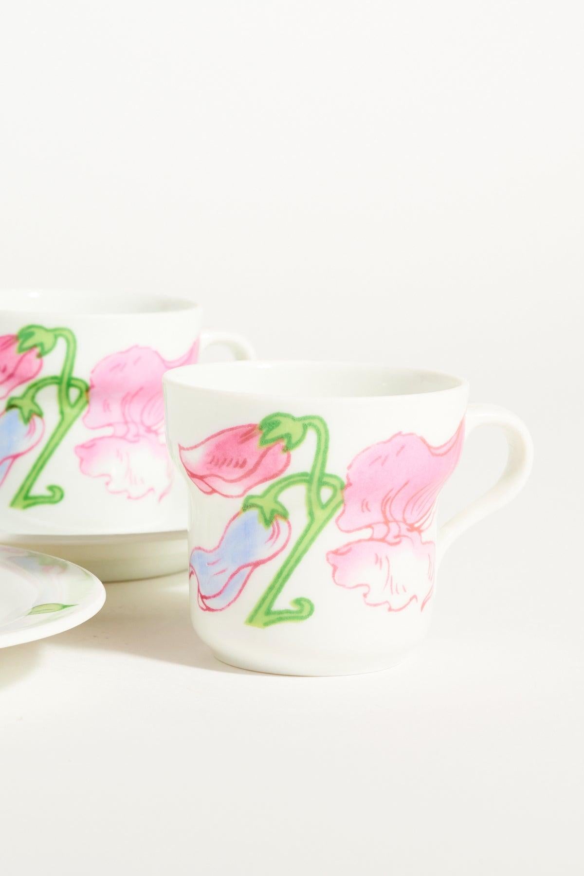 Richard Ginori Sweet Pea Demitasse Set of Two In Excellent Condition In New York, NY