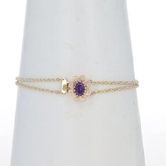 Richard Glatter Amethyst Starter Slide Charm Bracelet 8" Yellow Gold 14k 1.25ct