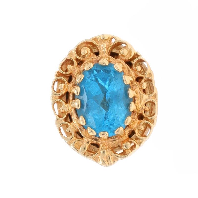 Marke: Richard Glatter
Epoche: Vintage By

Metallgehalt: 14k Gelbgold

Informationen zu Stein

Natürlicher Blautopas
Behandlung: Routinemäßig verbessert
Karat(e): 1,60ct
Schliff: Oval

Karat gesamt: 1,60ct

Stil: Solitär Slide Charme
Thema: Florale