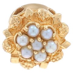 Richard Glatter Cultured Pearl Flower Slide Charm - Yellow Gold 14k Blossom