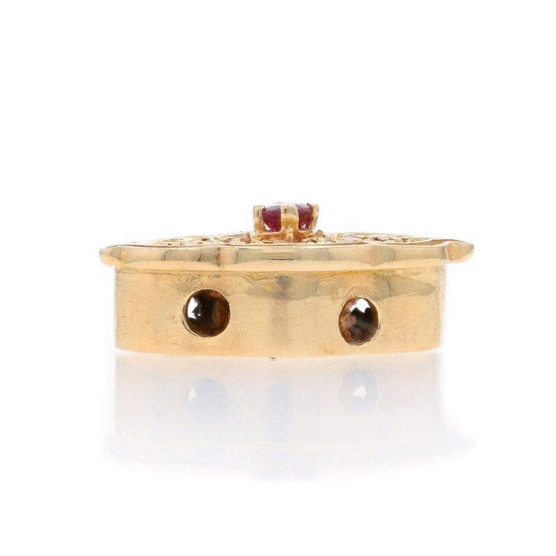 Taille ronde A Richard Glatter Ruby Diamond Slide Charm - Yellow Gold 14k Round .53ctw en vente