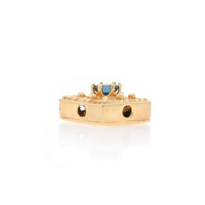 Oval Cut Richard Glatter Sapphire Vintage Slide Charm - Yellow Gold 14k Oval .35ct Floral For Sale