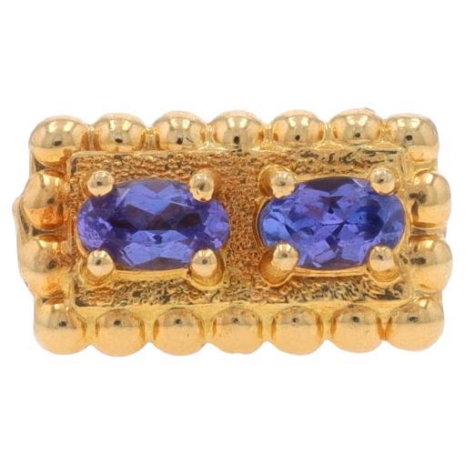 Richard Glatter Tanzanite Vintage Two-Stone Slide Charm - Yellow Gold 14k .40ctw