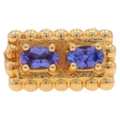 Richard Glatter Tanzanite Vintage Two-Stone Slide Charm - Yellow Gold 14k .40ctw