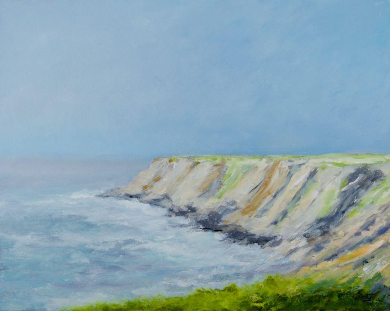 Bluff, Pittura, Olio su pannello di Wood - Painting di Richard Gombar
