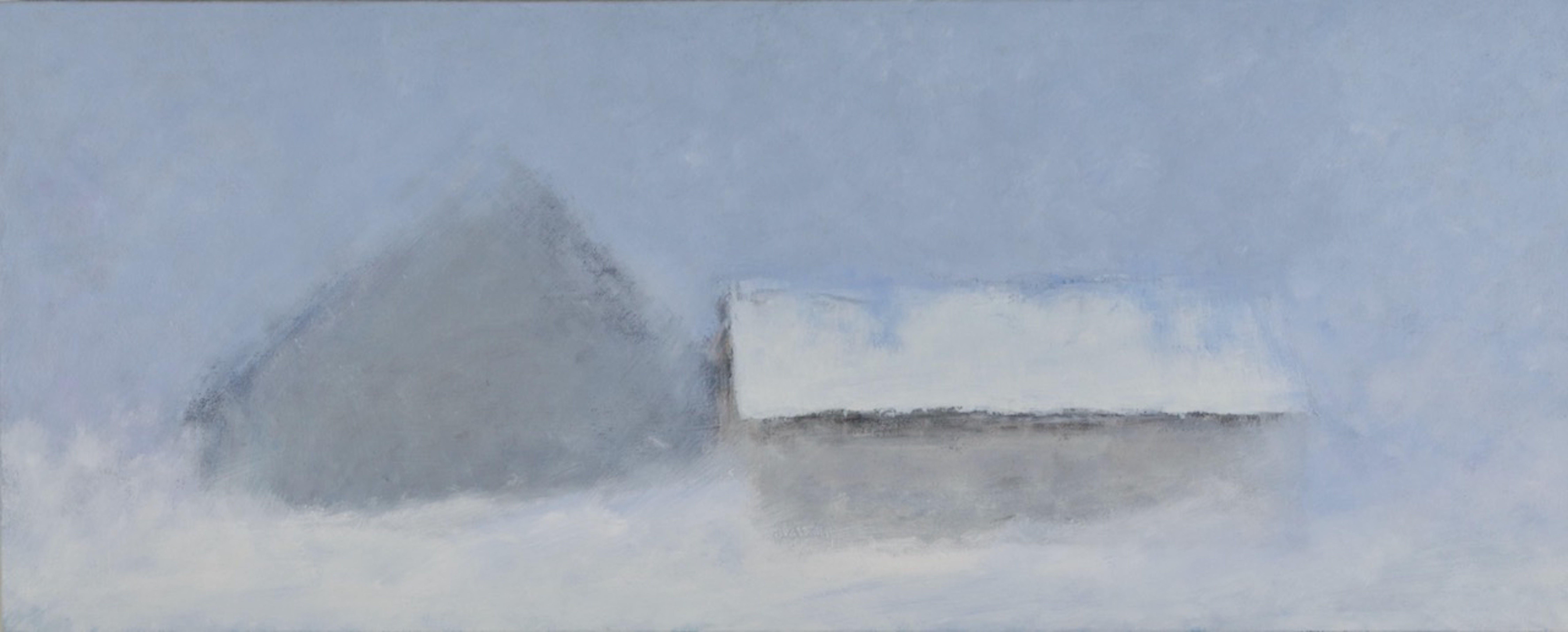 Ghost Barn #9, eine alte Scheune, die langsam verschwindet, Gemälde, Öl auf Leinwand – Painting von Richard Gombar