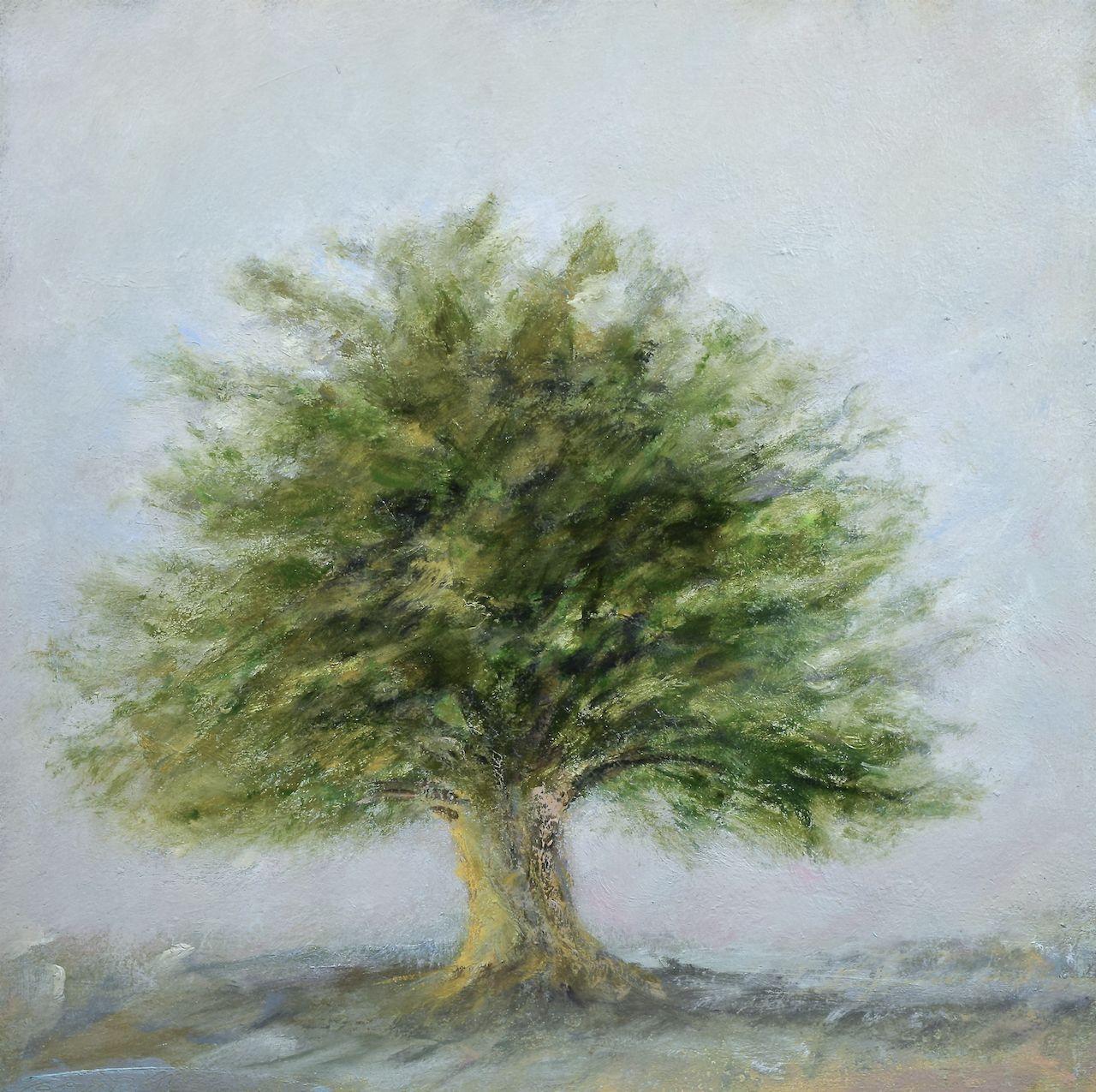 Il rossore della fanciulla, Pittura, Olio su pannello di Wood - Painting di Richard Gombar