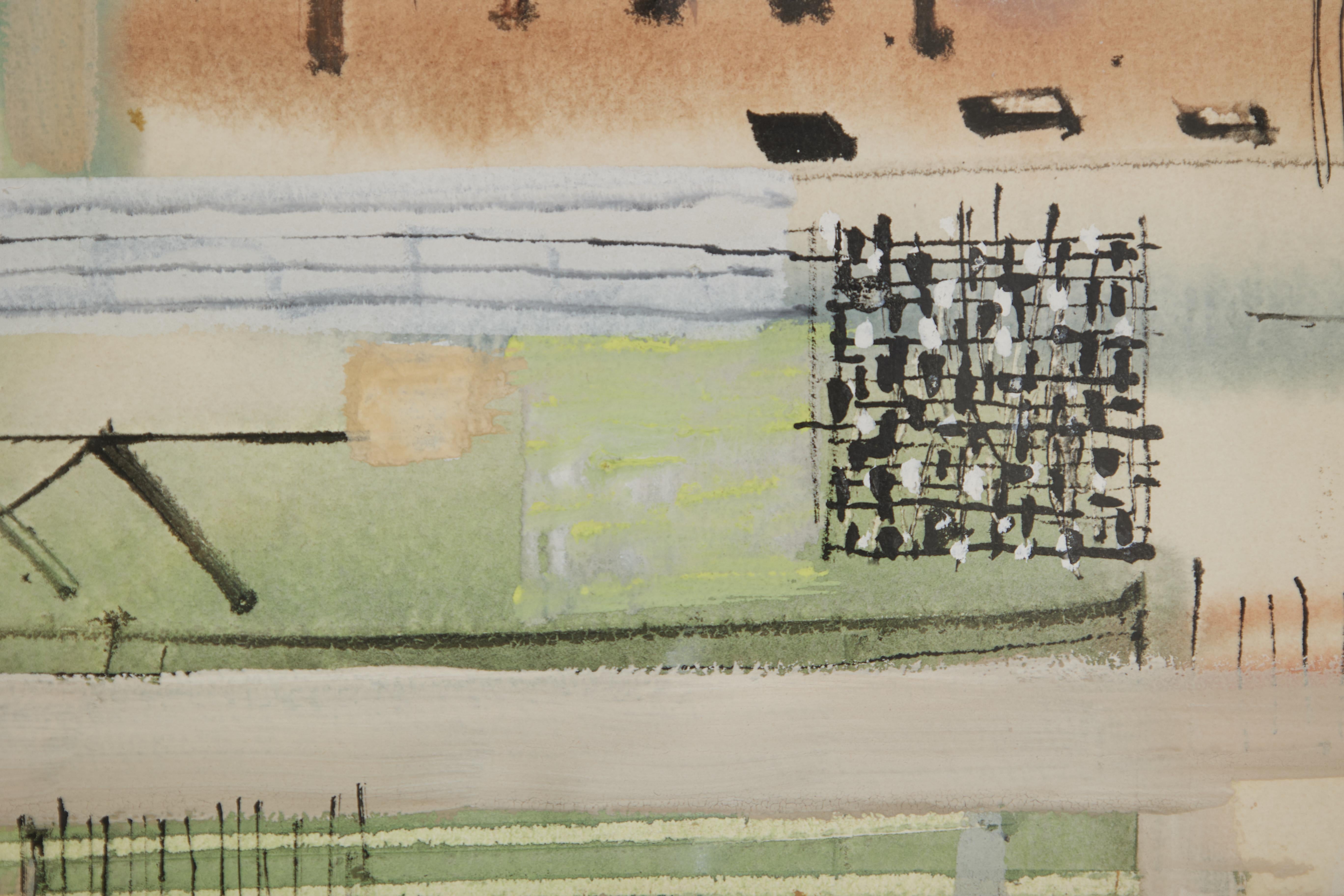 Abstrahierte Gebäude, Künstler der Cleveland-Schule Mitte des Jahrhunderts im Angebot 1