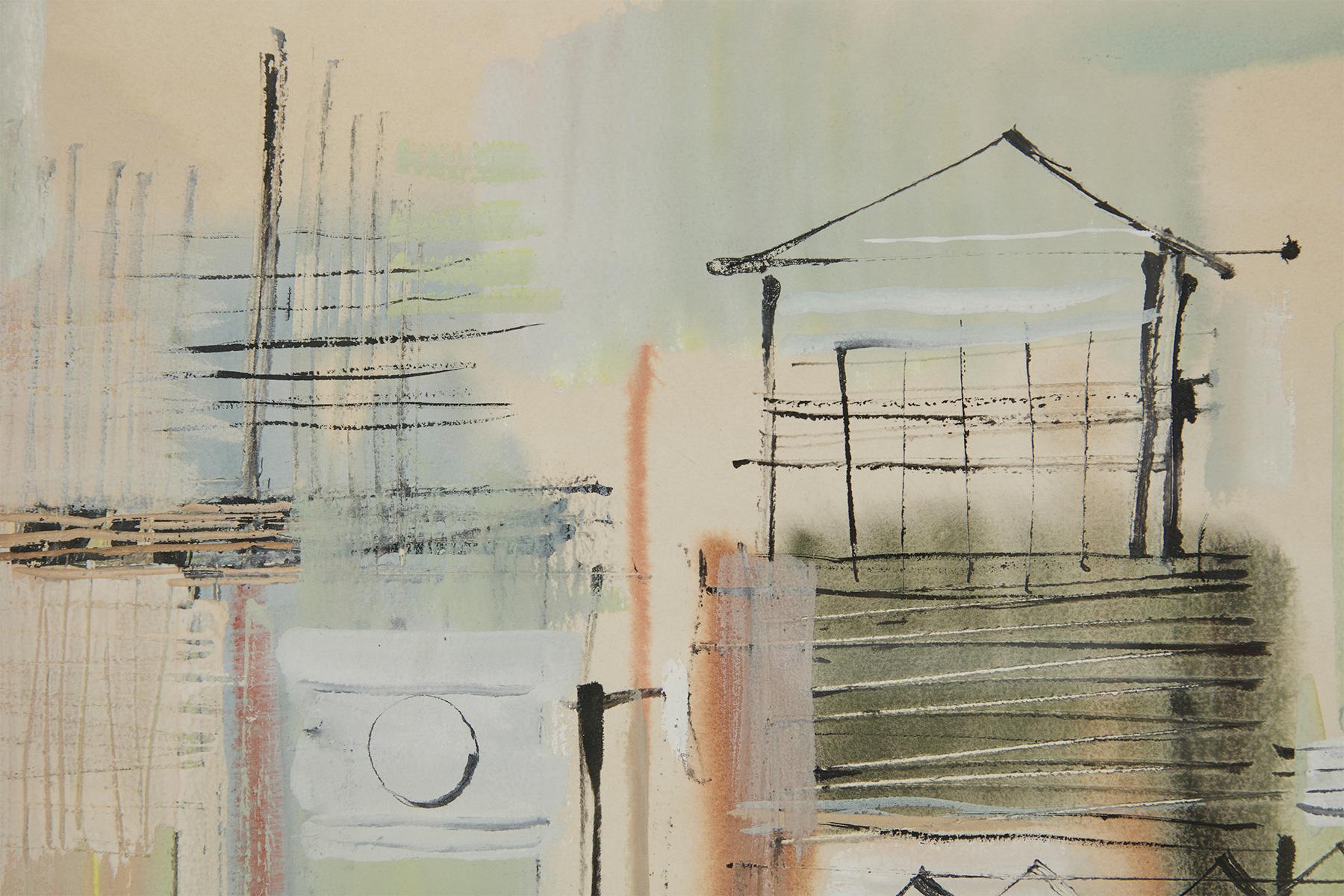 Abstrahierte Gebäude, Künstler der Cleveland-Schule Mitte des Jahrhunderts im Angebot 2