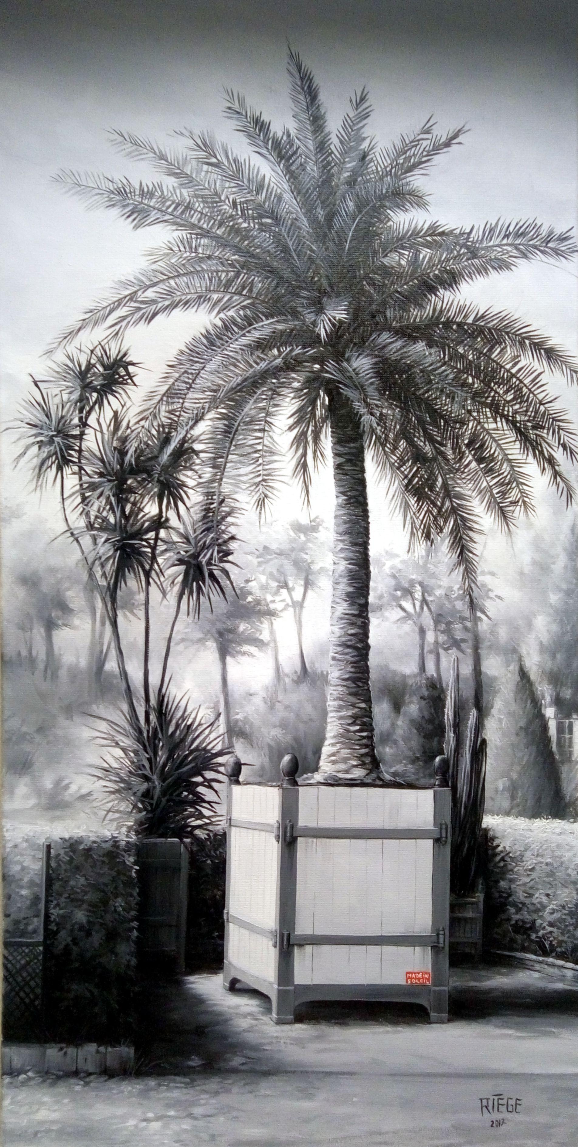 Le rêve d'un palmier - Noir Figurative Painting par Richard Gosselin-Riege