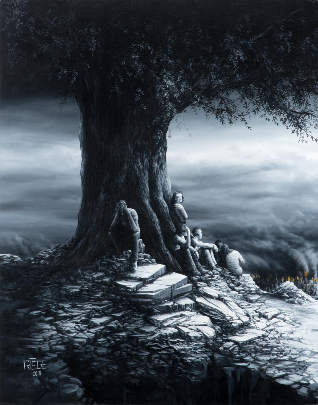 Richard Gosselin-Riege Figurative Painting - The last tree before arriving
