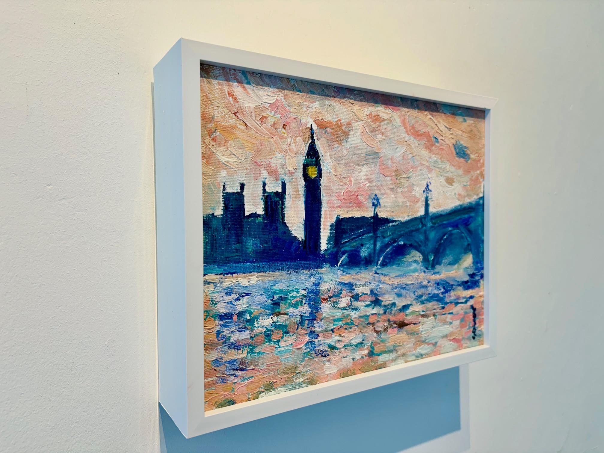 Ein Blick auf Big Ben - original impressionistisches Stadtbild - zeitgenössische Kunst