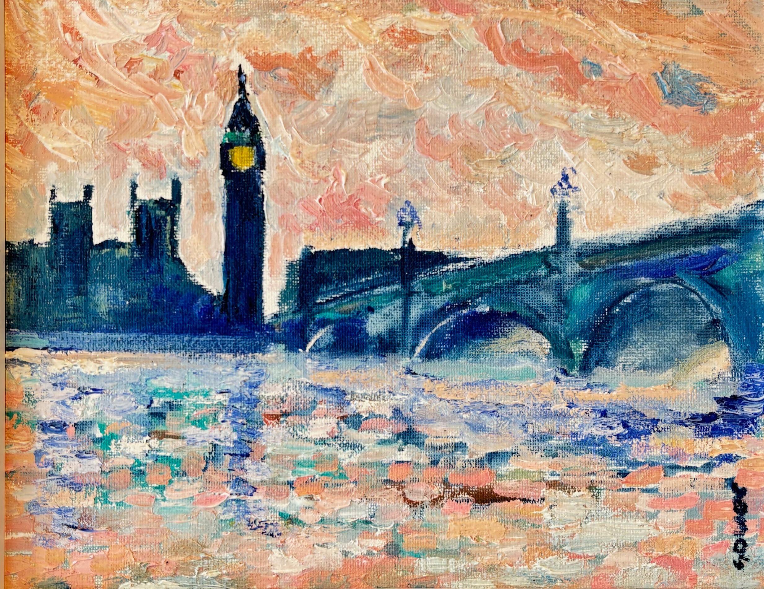 A View of Big Ben - original impressionism cityscape - contemporary Art - Painting by Richard Gower