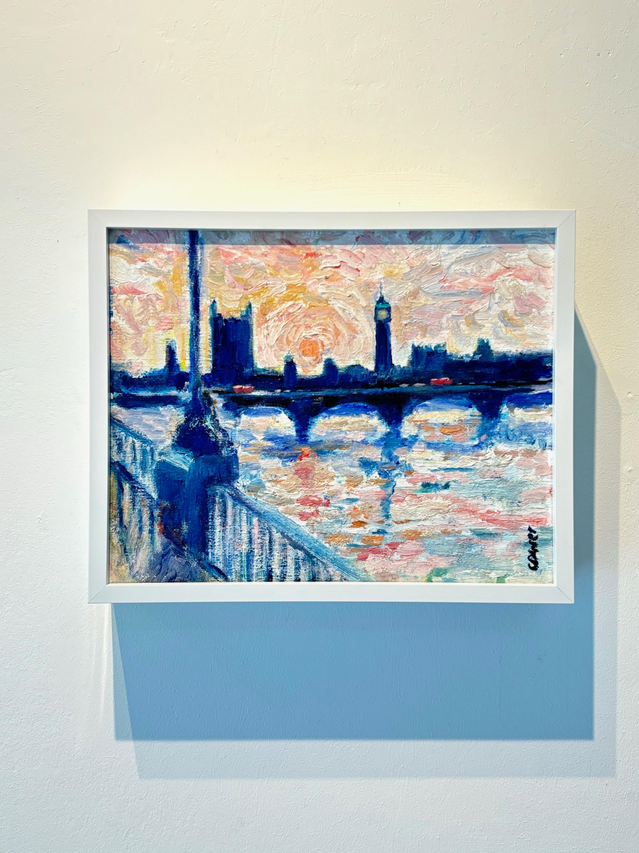Big Ben desde Southbank - paisaje urbano impresionismo original - Arte contemporáneo - Painting de Richard Gower