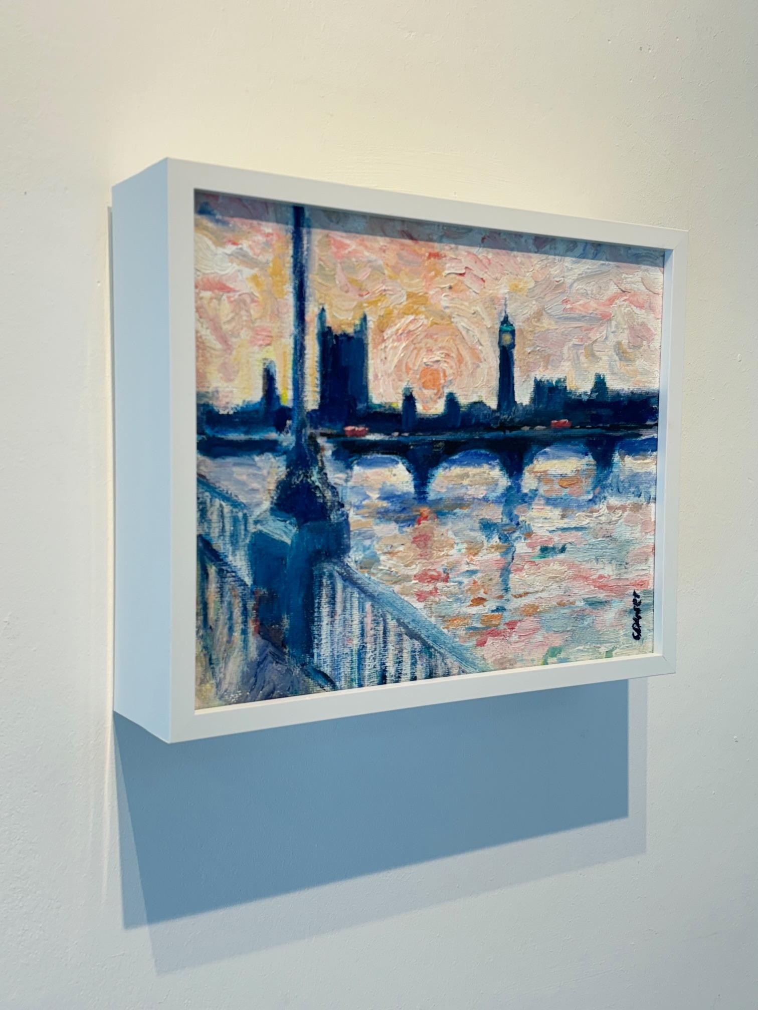 Big Ben desde Southbank - paisaje urbano impresionismo original - Arte contemporáneo - Painting Impresionista de Richard Gower