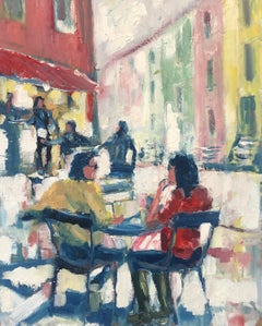 Cafe Society - contemporary cityscape Art Original figurative cityscape painting