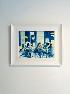 Chelsea Cafe-Original impressionism figurative cityscape oil painting-Art