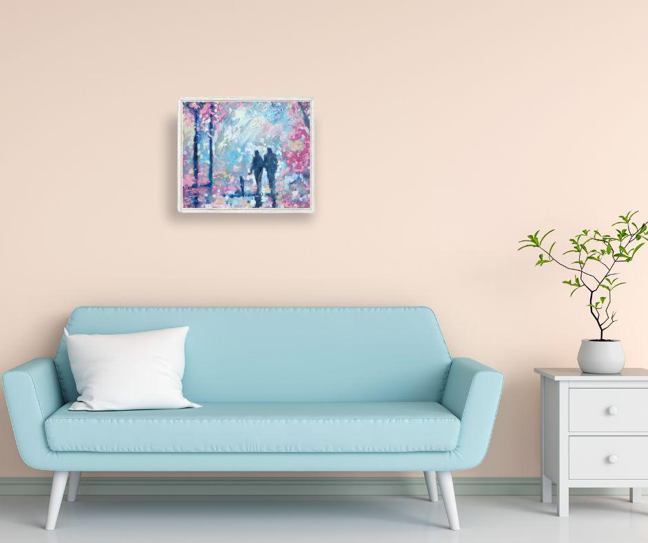 Cherry Blossom Park - impressionnisme original - paysage figuratif peinture à l'huile - Art - Impressionnisme Painting par Richard Gower
