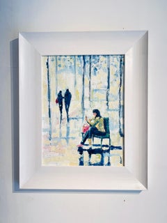 Contemplative Park Retreat-original impressionism figurative oil painting- Art