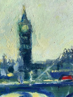 Golden Light Over Westminister- original impressionism cityscape oil painting