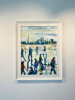 London Commute-original impressionism figurative Cityscape oil painting- ART