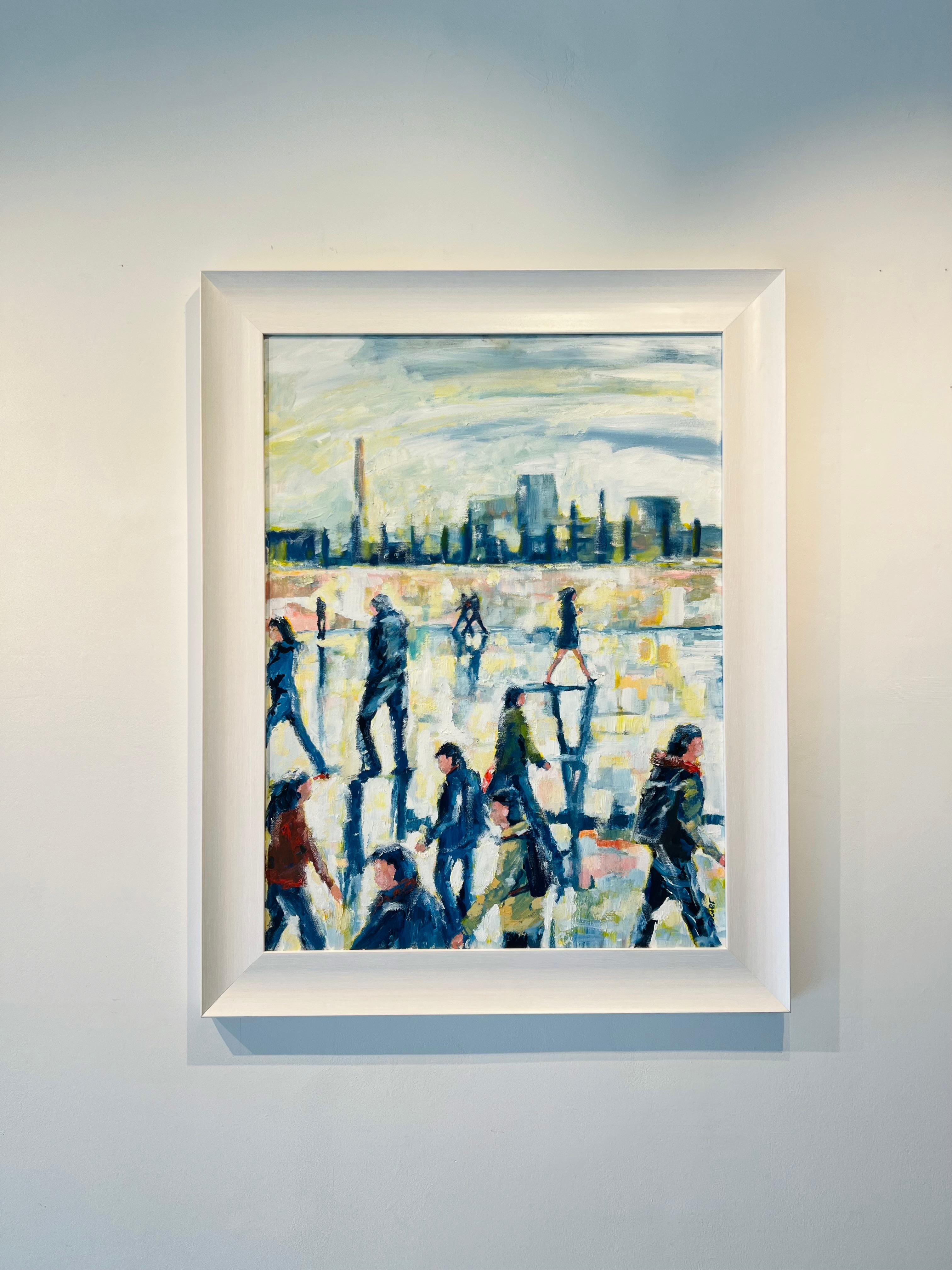 Landscape Painting di Richard Gower - Londra Commute- impressionismo originale figurativo Cityscape pittura ad olio- ARTE