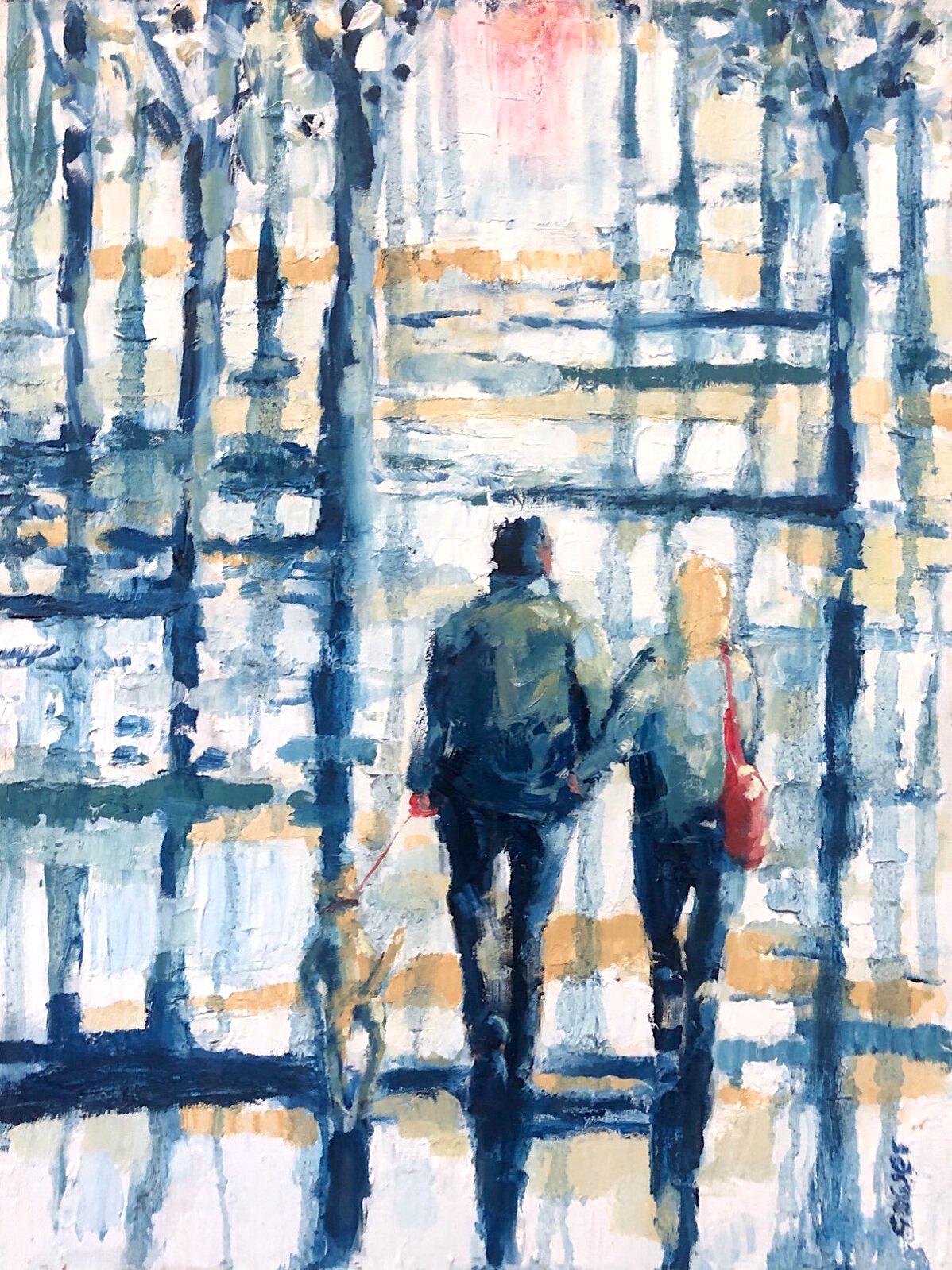 Park Life-Original impressionnisme peinture figurative paysage urbain-art contemporain