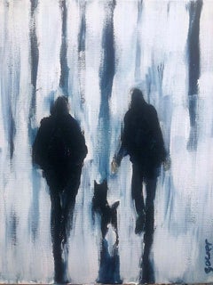 Park Life, The Dog Walkers II- Original- figuratives Ölgemälde des Impressionismus