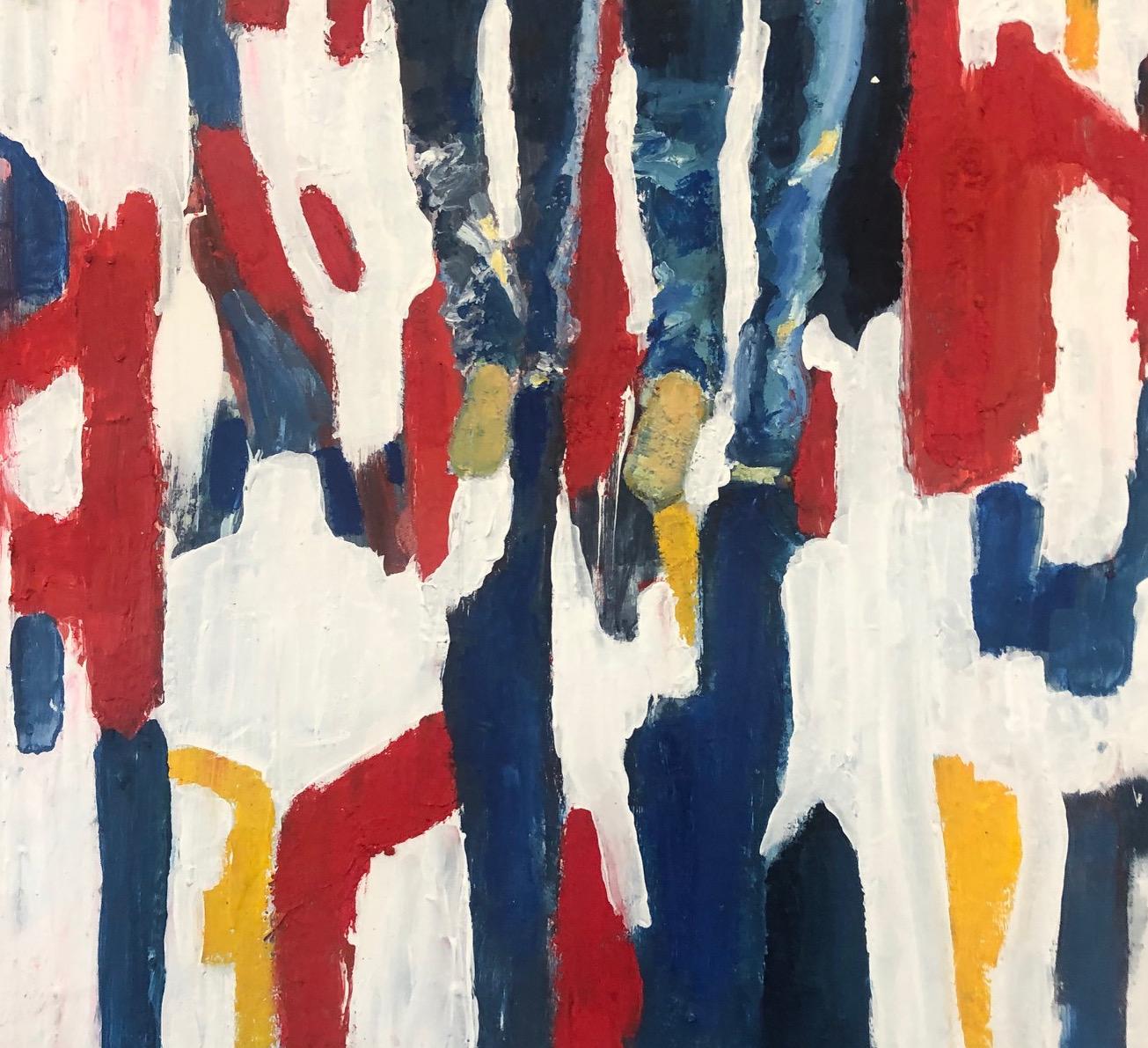 Abstract Painting Richard Gower - Piccadilly Reflections - impressionnisme original, peinture figurative de paysage urbain -art