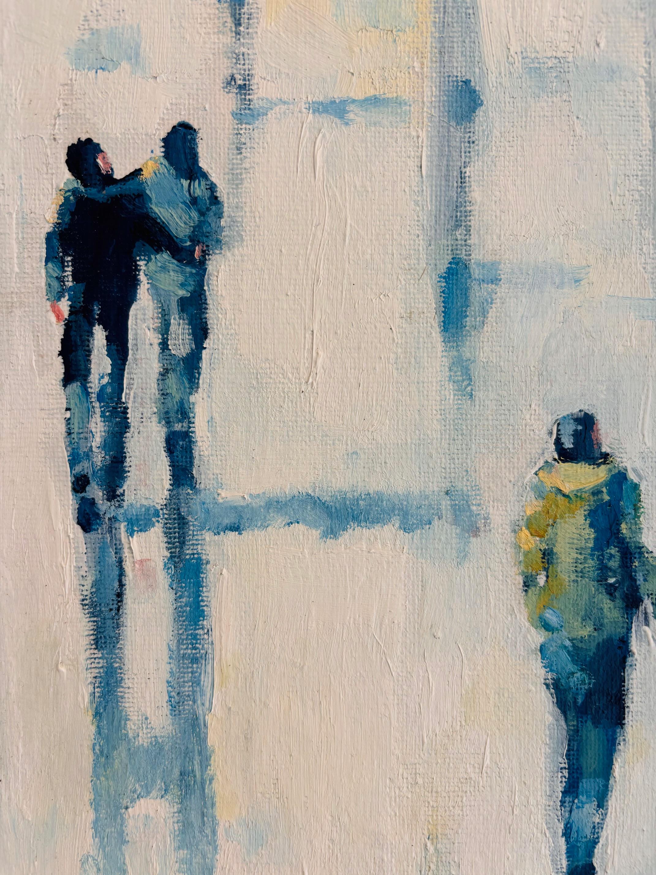 Side by Side - pittura ad olio figurativa originale dell'impressionismo - arte contemporanea - Landscape Painting Grigio di Richard Gower