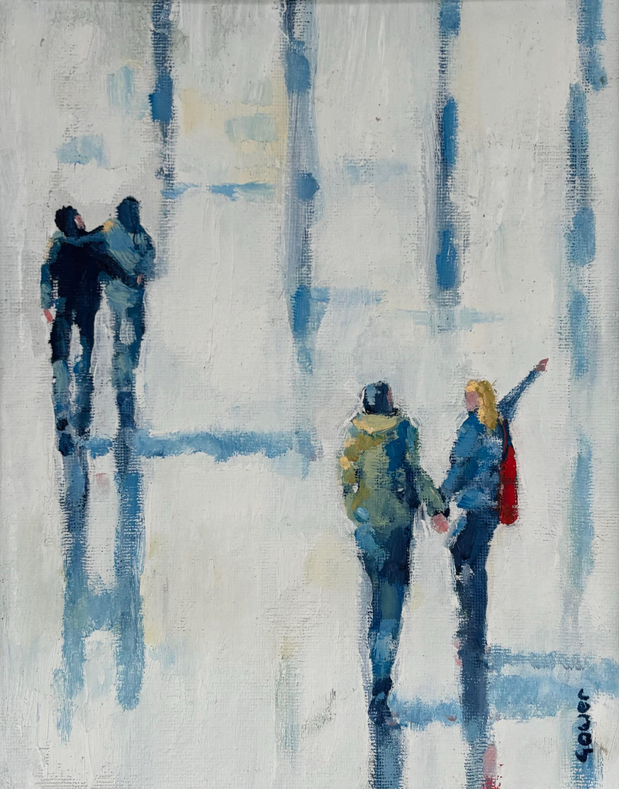 Side by Side - original impressionism figurative oil painting - contemporary art