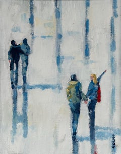 Side by Side - original impressionism figurative oil painting - contemporary art