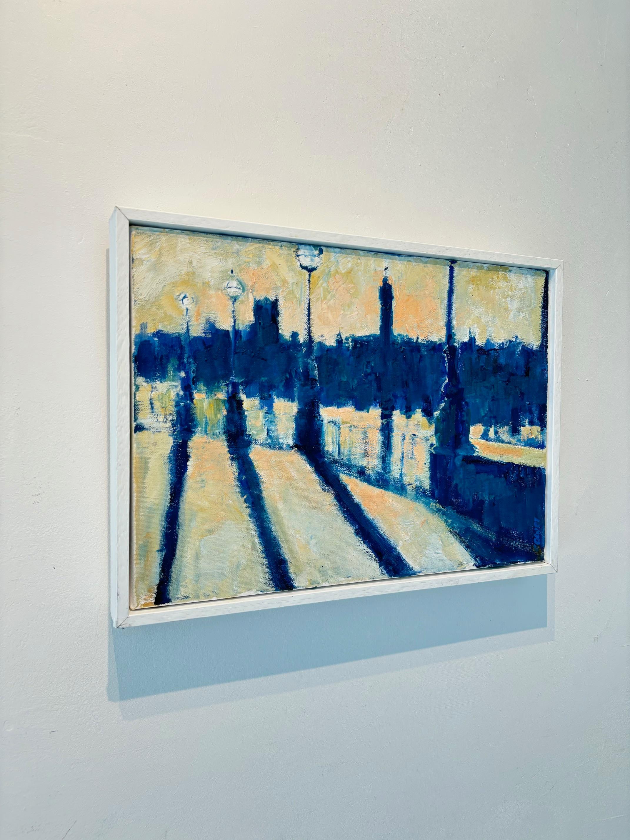 Southbank Riverside Shadows- original impressionistisches Stadtbild - zeitgenössische Kunst