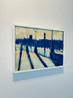 Southbank Riverside Shadows - paesaggio urbano originale dell'impressionismo - Arte contemporanea
