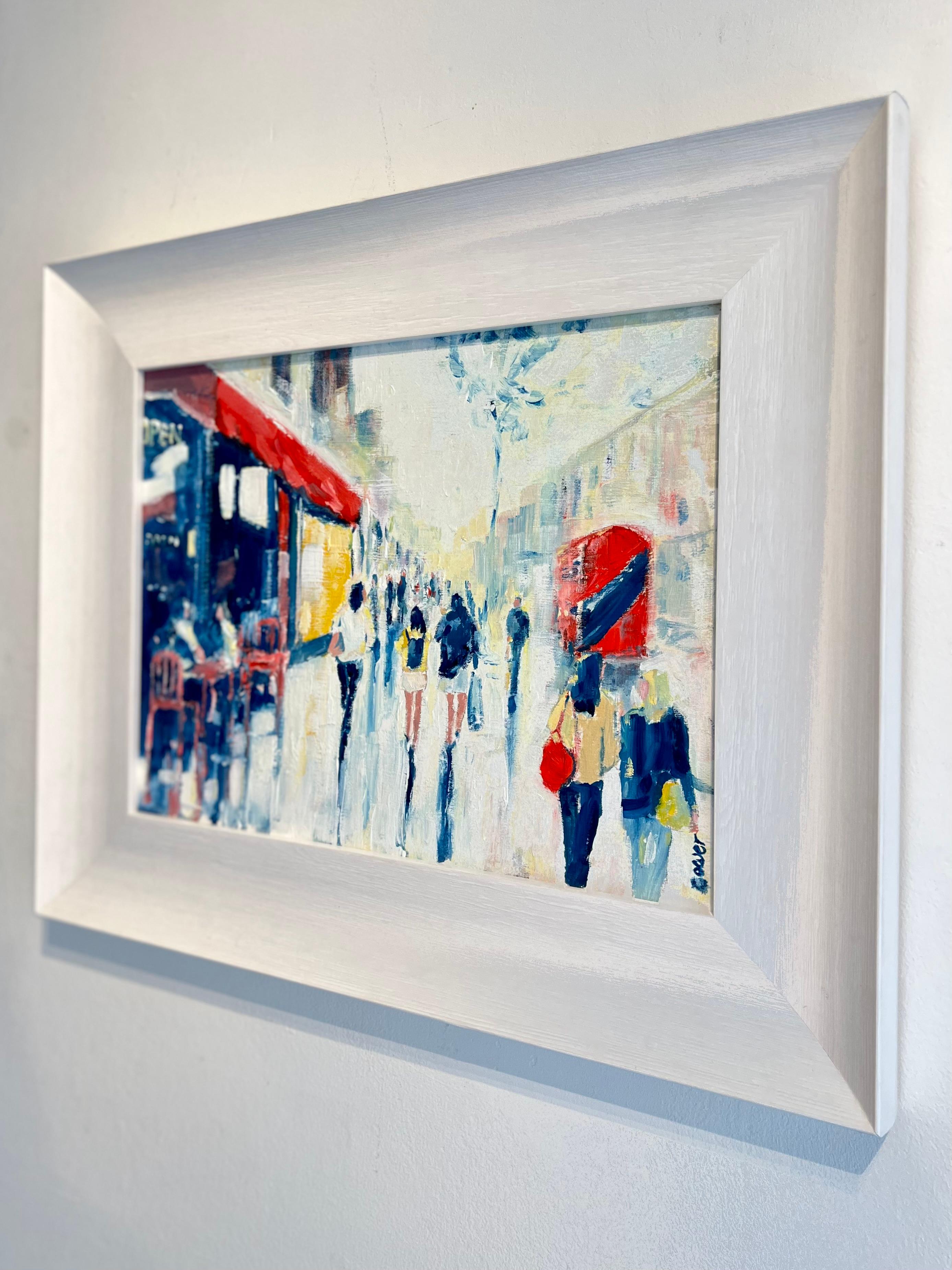 Street Life, Chelsea-original impressionism figurative cityscape painting- Art - Impressionist Painting by Richard Gower