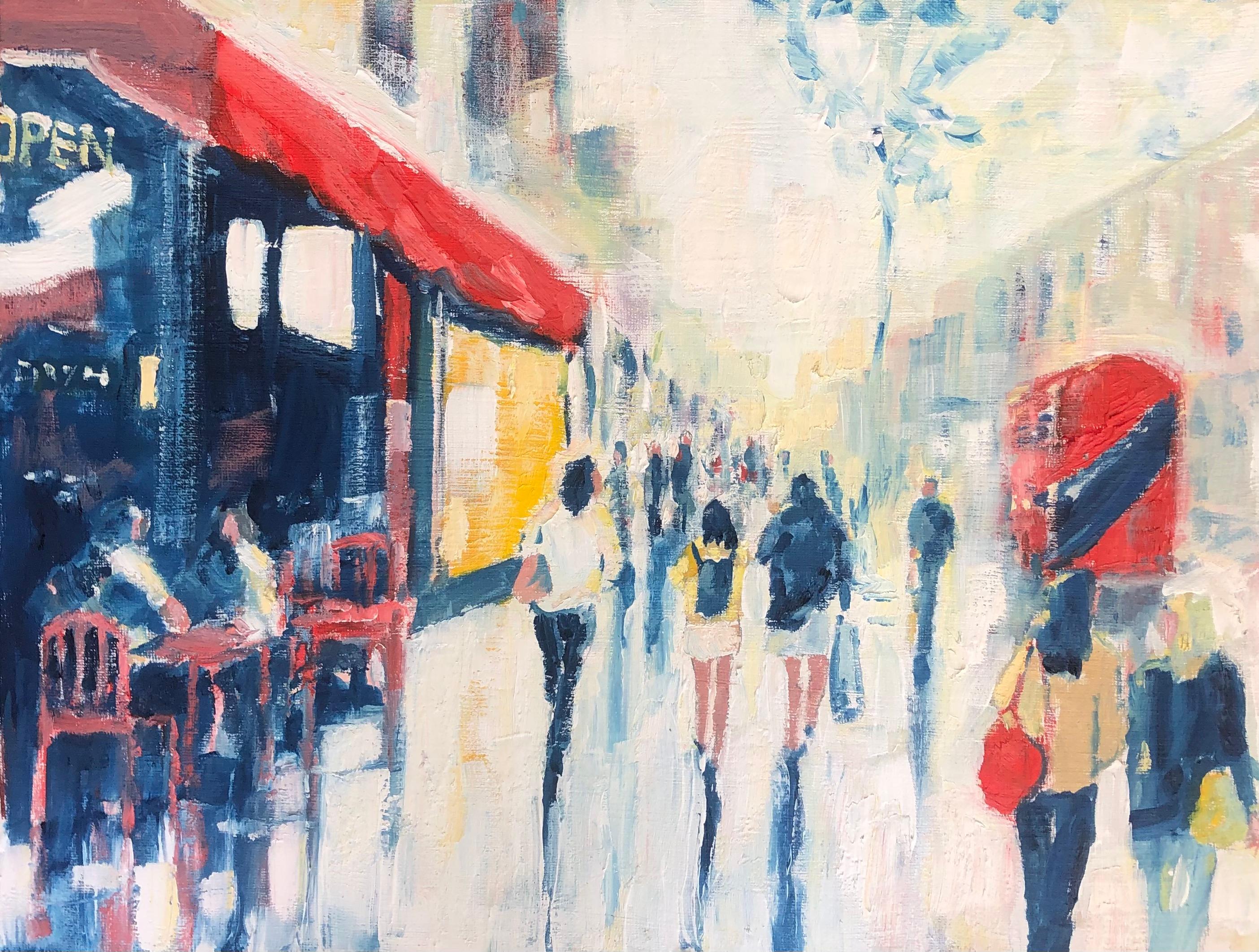 Street Life, Chelsea - impressionnisme original - peinture figurative de paysage urbain - Art