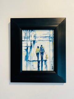 Summer Stroll, the Dog Walkers-original impressionism figurative landscape Art