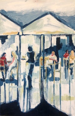 The Waiter -Original impressionism figurative cityscape oil painting-Art