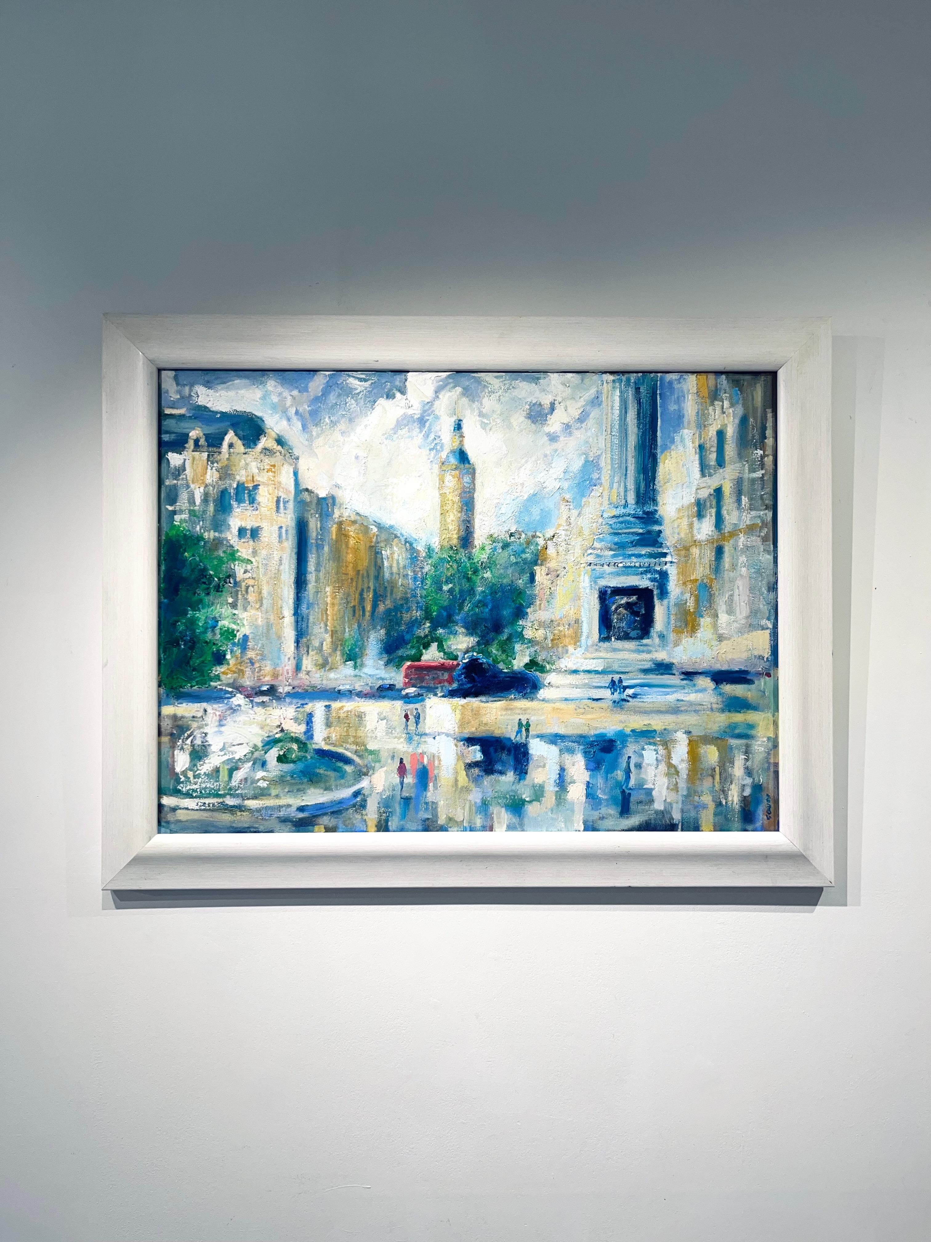 Traffalgar Square-original IMPRESSIONISM Stadtbild- zeitgenössische Kunst (Impressionismus), Painting, von Richard Gower