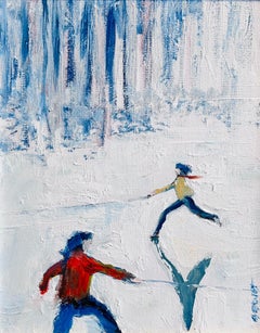 Walked by the Dog- original impressionism figurative cityscape artwork