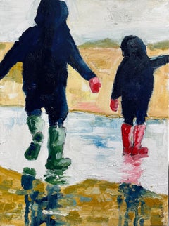 Wellies I- contemporary landscape art - Original figurative oil painting