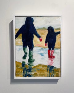 Wellies I Original Figurative Oil Painting , Impressionistic Style 45x35cm